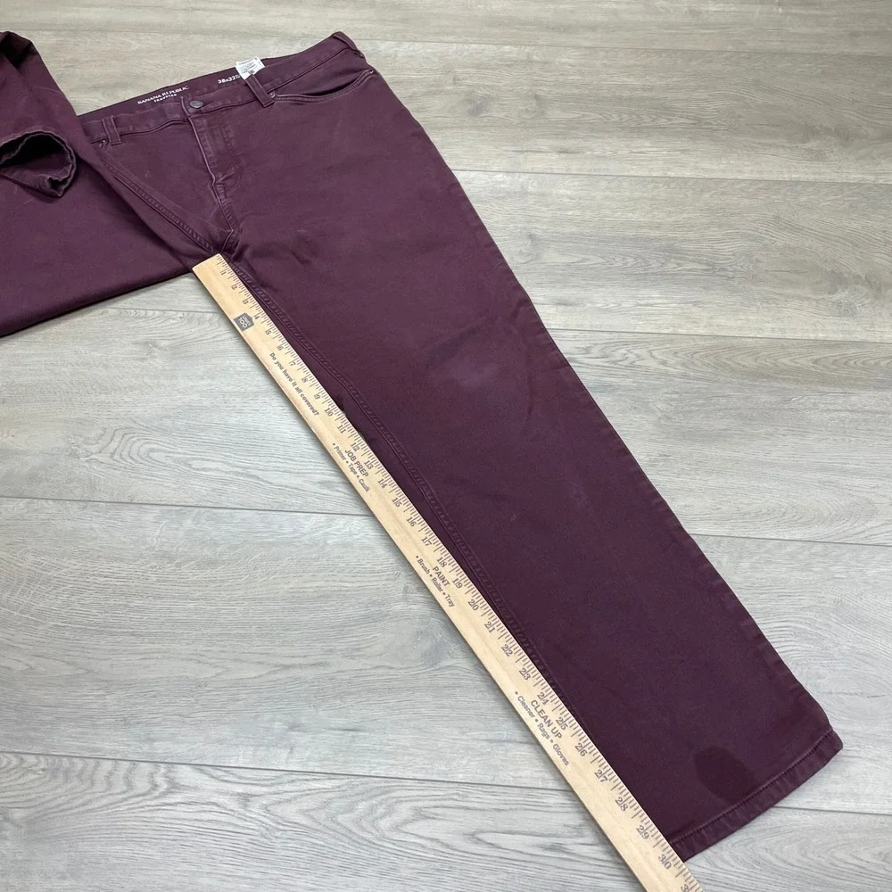 Banana Republic Slim Traveler Pants Mens 38x32 Blackberry Wine S/488420-15 FAIR